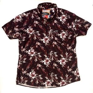 Dixxon Flannel Co. Button Down Shirt Women's XL Maroon Floral Aloha